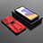 Custodia Silicone e Plastica Opaca Cover con Magnetico Supporto T01 per Samsung Galaxy A22 4G Rosso
