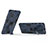 Custodia Silicone e Plastica Opaca Cover con Magnetico Supporto T01 per Samsung Galaxy A72 4G Blu