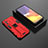 Custodia Silicone e Plastica Opaca Cover con Magnetico Supporto T01 per Samsung Galaxy M14 5G Rosso