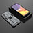 Custodia Silicone e Plastica Opaca Cover con Magnetico Supporto T01 per Samsung Galaxy Quantum4 5G Grigio