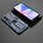 Custodia Silicone e Plastica Opaca Cover con Magnetico Supporto T02 per Oppo A1x 5G Blu
