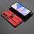 Custodia Silicone e Plastica Opaca Cover con Magnetico Supporto T02 per Oppo A1x 5G Rosso