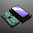 Custodia Silicone e Plastica Opaca Cover con Magnetico Supporto T02 per Oppo F19 Pro+ Plus 5G Verde