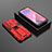 Custodia Silicone e Plastica Opaca Cover con Magnetico Supporto T02 per Oppo F19s Rosso