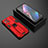 Custodia Silicone e Plastica Opaca Cover con Magnetico Supporto T02 per Oppo Find X3 Pro 5G Rosso