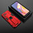 Custodia Silicone e Plastica Opaca Cover con Magnetico Supporto T02 per Oppo Reno5 F Rosso