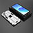 Custodia Silicone e Plastica Opaca Cover con Magnetico Supporto T02 per Oppo Reno6 5G Bianco