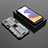 Custodia Silicone e Plastica Opaca Cover con Magnetico Supporto T02 per Samsung Galaxy A22s 5G Grigio
