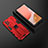 Custodia Silicone e Plastica Opaca Cover con Magnetico Supporto T02 per Samsung Galaxy A72 4G Rosso