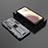 Custodia Silicone e Plastica Opaca Cover con Magnetico Supporto T02 per Samsung Galaxy F12