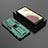 Custodia Silicone e Plastica Opaca Cover con Magnetico Supporto T02 per Samsung Galaxy F12 Verde