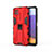 Custodia Silicone e Plastica Opaca Cover con Magnetico Supporto T03 per Samsung Galaxy A22 5G Rosso