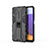 Custodia Silicone e Plastica Opaca Cover con Magnetico Supporto T03 per Samsung Galaxy A22s 5G Nero