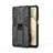 Custodia Silicone e Plastica Opaca Cover con Magnetico Supporto T04 per Samsung Galaxy M12