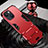 Custodia Silicone e Plastica Opaca Cover con Supporto A06 per Apple iPhone 13 Mini Rosso