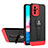 Custodia Silicone e Plastica Opaca Cover con Supporto H01P per Xiaomi Poco M5S Rosso e Nero