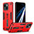 Custodia Silicone e Plastica Opaca Cover con Supporto H01X per Apple iPhone 15 Rosso