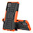 Custodia Silicone e Plastica Opaca Cover con Supporto J01X per Samsung Galaxy A12 Nacho Arancione