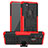 Custodia Silicone e Plastica Opaca Cover con Supporto J01X per Samsung Galaxy A21s Rosso