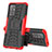 Custodia Silicone e Plastica Opaca Cover con Supporto JX1 per Oppo A94 5G Rosso