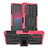 Custodia Silicone e Plastica Opaca Cover con Supporto JX1 per Sony Xperia 10 IV SOG07 Rosa Caldo