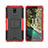 Custodia Silicone e Plastica Opaca Cover con Supporto JX2 per Nokia C100 Rosso