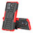 Custodia Silicone e Plastica Opaca Cover con Supporto JX2 per Oppo F19 Pro Rosso