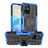 Custodia Silicone e Plastica Opaca Cover con Supporto JX2 per Vivo Y30 5G Blu