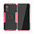 Custodia Silicone e Plastica Opaca Cover con Supporto JX2 per Xiaomi Mi 10T Pro 5G Rosa Caldo
