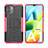 Custodia Silicone e Plastica Opaca Cover con Supporto JX2 per Xiaomi Poco C50 Rosa Caldo
