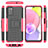 Custodia Silicone e Plastica Opaca Cover con Supporto JX5 per Samsung Galaxy A02s Rosa Caldo
