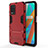 Custodia Silicone e Plastica Opaca Cover con Supporto KC1 per Realme 8s 5G Rosso