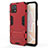 Custodia Silicone e Plastica Opaca Cover con Supporto KC1 per Vivo iQOO U3 5G Rosso