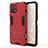 Custodia Silicone e Plastica Opaca Cover con Supporto KC1 per Vivo iQOO U3x 5G Rosso