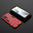 Custodia Silicone e Plastica Opaca Cover con Supporto KC1 per Vivo X60 Pro 5G Rosso