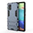 Custodia Silicone e Plastica Opaca Cover con Supporto KC2 per Samsung Galaxy A71 4G A715 Blu