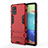 Custodia Silicone e Plastica Opaca Cover con Supporto KC2 per Samsung Galaxy A71 4G A715 Rosso