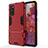 Custodia Silicone e Plastica Opaca Cover con Supporto KC2 per Samsung Galaxy S20 FE 4G Rosso