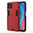 Custodia Silicone e Plastica Opaca Cover con Supporto M01 per Oppo A72 5G Rosso