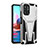 Custodia Silicone e Plastica Opaca Cover con Supporto MQ2 per Xiaomi Poco M5S Argento