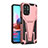 Custodia Silicone e Plastica Opaca Cover con Supporto MQ2 per Xiaomi Poco M5S Oro Rosa