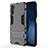 Custodia Silicone e Plastica Opaca Cover con Supporto per Huawei Mate 40 Lite 5G Grigio