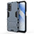 Custodia Silicone e Plastica Opaca Cover con Supporto per Oppo A55 5G Blu