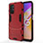 Custodia Silicone e Plastica Opaca Cover con Supporto per Oppo A74 5G Rosso
