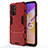 Custodia Silicone e Plastica Opaca Cover con Supporto per Oppo A93 5G Rosso