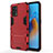 Custodia Silicone e Plastica Opaca Cover con Supporto per Oppo F19s Rosso
