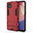 Custodia Silicone e Plastica Opaca Cover con Supporto per Oppo Reno4 SE 5G Rosso