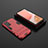 Custodia Silicone e Plastica Opaca Cover con Supporto per Samsung Galaxy A72 4G Rosso