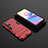 Custodia Silicone e Plastica Opaca Cover con Supporto per Xiaomi Redmi Note 10T 5G Rosso