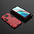 Custodia Silicone e Plastica Opaca Cover con Supporto per Xiaomi Redmi Note 9T 5G Rosso